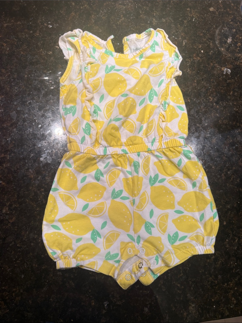 Lemon Print Baby Romper - Yellow & White 9 Months - Like New Baby Girl